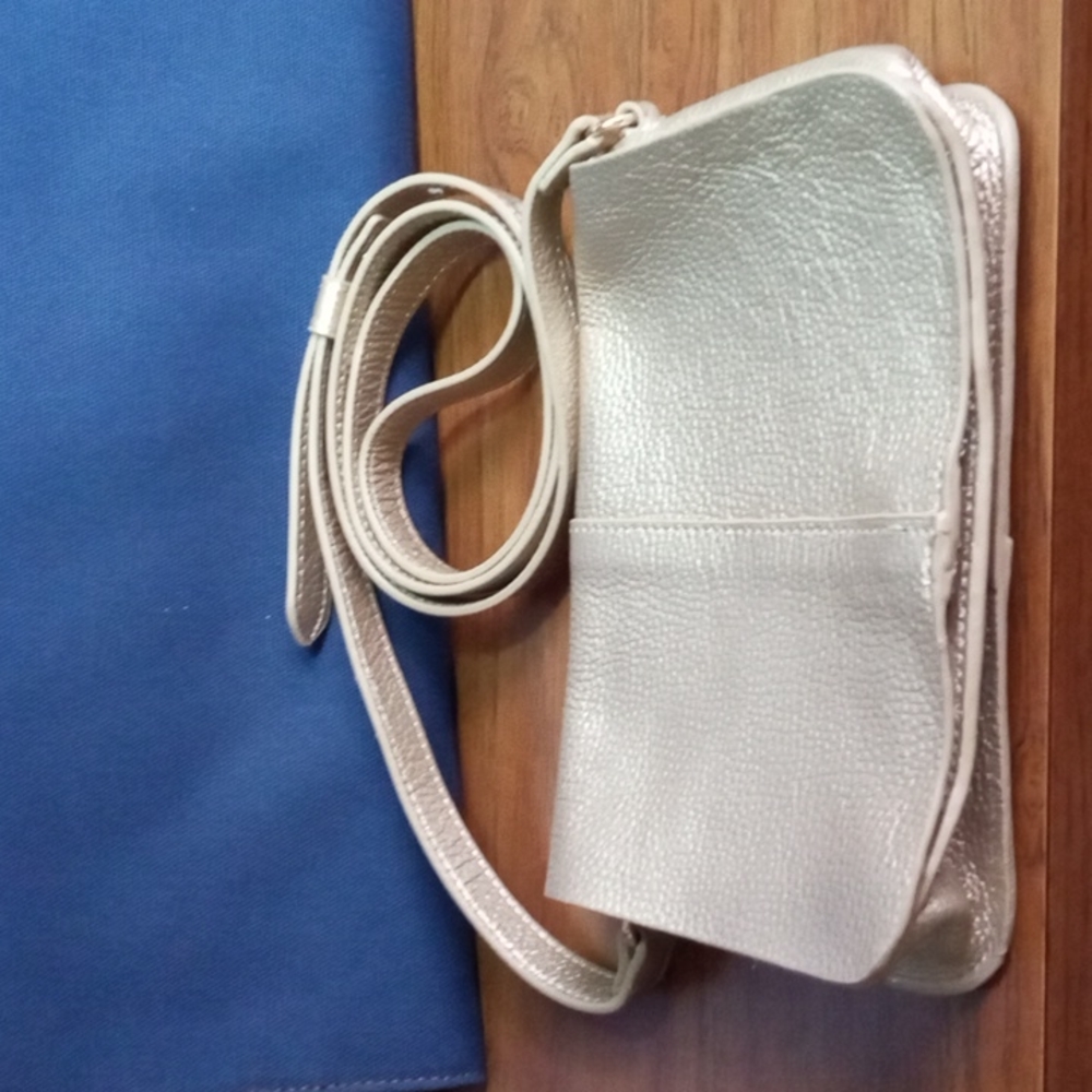 BTB Los Angeles gold Genuine Leather crossbody bag W/adjustable strap ma…